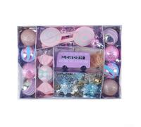Pastel Shatterproof Christmas Ball Ornaments Set Decorative Baubles Pendants With Removable Hooks For Xmas Tree (B)