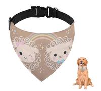 Pastel Sheep Pair Rainbow Dog Bandana With Adjustable Strap D Ring Dog Scarf Pet Bibs Triangle Pet Triangle Neckerchief Accessories Puppy Dogs Cats Decor Machine Washable
