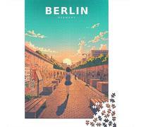Pastel Silence at The Berlin Wall Adult Paper Puzzle, Romantic City Break Scene, Relaxing Challenge, Interlocking Paper Pieces, Travel Gift for Home Décor Fans, 70x50cm/1000pcs