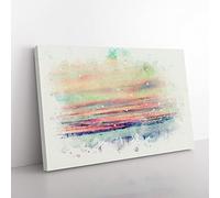 Pastel Sky In Abstract Modern Art Canvas Wall Art Print Ready to Hang, Framed Picture for Living Room Bedroom Home Office Décor, 60x40 cm (24x16 Inch)