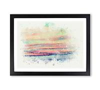 Pastel Sky In Abstract Modern Art Framed Wall Art Print, Ready to Hang Picture for Living Room Bedroom Home Office Décor, Black A2 (64 x 46 cm)