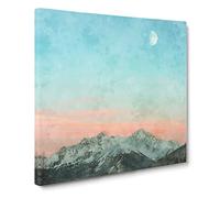 Pastel Sky Over the Mountains of Italy Canvas Print | Gallery Wrapped 30mm Frame Wall Art | 14x14 inches | Ready to Hang | Abstract Landscape Picture | Living Room Bedroom Lounge Office