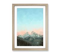 Pastel Sky Over The Mountains Of Italy In Abstract Modern Framed Print | A2 Oak Framed Wall Art | Ready to Hang | Abstract Landscape Picture | Living Room Bedroom Lounge Office
