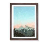Pastel Sky Over The Mountains Of Italy In Abstract Modern Framed Print | A3 Walnut Framed Wall Art | Ready to Hang | Abstract Landscape Picture | Living Room Bedroom Lounge Office