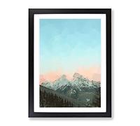 Pastel Sky Over The Mountains Of Italy In Abstract Modern Framed Wall Art Print, Ready to Hang Picture for Living Room Bedroom Home Office Décor, Black A2 (64 x 46 cm)