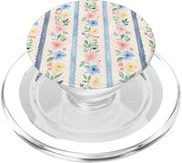 Pastel Spring Floral Stripe Daisy Blossom Cottage Design PopSockets PopGrip for MagSafe