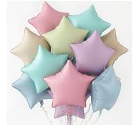 Pastel Star Balloons, 12Pcs Rainbow Macaron Pink Blue Green Purple Yellow Apricot Star Shape Foil Balloon, 18 In Pastel Colorful Helium Pentagram Balloon for Baby Shower Fairy Birthday Newborn Easter