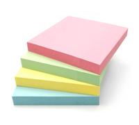 Pastel Sticky Notes 76x76mm | 400 Sheets, 4 Pads, 100 Per Pad | Self-Adhesive Memo Pads in Yellow, Pink, Green, Blue | Residue-Free Repositionable Notes for Office, Study, Revision