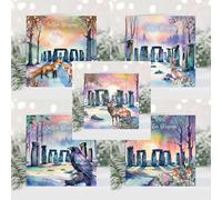 Pastel Stonehenge Pagan Winter's Night, Wicca, Greeting cards to celebrate the Winter Solstice, Yule and Christmas. Buy individually or as packs