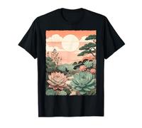 Pastel Succulent Retro Sunset Zen Botanical Cactus Plant T-Shirt