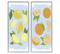 Pastel Summer Citrus Fruit, 10 x 24 Inch Framed Gi Print Set
