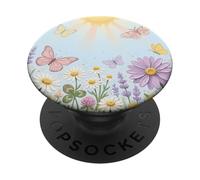 Pastel Sun Meadow Luna Moth and Butterfly PopSockets Adhesive PopGrip