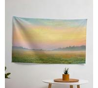 Pastel Sunrise Fields Wall Tapestry - 100% Cotton Back, Polyester Front - Vibrant Colors - Sublimation Print - Lightweight Fabric Art for Bedroom, Living Room, Dorm - Claude Monet Inspired