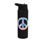 Pastel Tie Dye Peace Sign Colorful Hippie Peace Symbol Stainless Steel Insulated Water Bottle