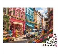 Pastel Town Puzzles for Elderly 1000 Piece Recyclable Flower Street Jigsaw Puzzles Puzzle Game Props Impossible Hard Difficult Challenging Activity 70x50cm/1000pcs