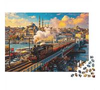 Pastel Town Puzzles for Elderly 1000 Piece Recyclable Flower Street Jigsaw Puzzles Puzzle Game Props Impossible Hard Difficult Challenging Activity 70x50cm/1000pcs