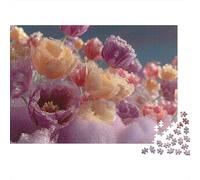 Pastel Tulip Blooms 1000 Piece Jigsaw Puzzle Cognitive Development Travel Jigsaw Puzzle Stay at Home Activity 100% Recycled 52x38cm/1000pcs