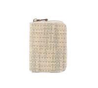 Pastel Tweed Plaid Zipper Card Holder with Multiple Card Slots Gold Zipper Perfect for Daily Commute Shopping Short Trips