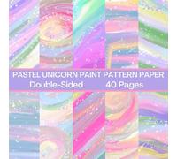 Pastel Unicorn Paint Scrapbook Paper 40 Pages 20 Sheets: Double Sided Pattern Paper for Scrapbooking, Card Making, Origami, DIY and More