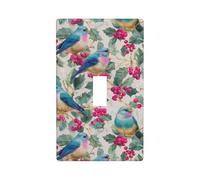 Pastel Vintage Christmas Bird Light Switch Cover Decorative Single Toggle 1 Gang Wall Plate for Kitchen Farmhouse Bedroom Bathroom Art Decor