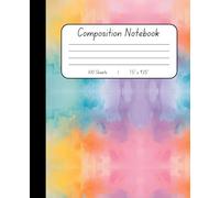 Pastel Watercolor Composition Notebook - Aesthetic College-Ruled Writing Book with Soft Rainbow Paint Texture | 100 Sheets