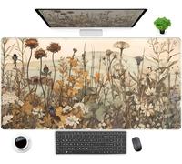 Pastel Wildflower Botanical Floral Desk Mat XXL Large Gaming Mouse Pad, Cute Nature Plant Flower Desk Pad Computer Mat 31.5x15.75 in, Laptop Keyboard and Mouse Mat Desktop Decor for Women