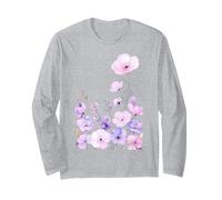 Pastel Wildflower Garden Soft Floral Spring Art Nature Flowe Long Sleeve T-Shirt