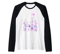 Pastel Wildflower Garden Soft Floral Spring Art Nature Flowe Raglan Baseball Tee