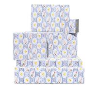 Pastel Wrapping Paper - Ducks Chicks Farm Animals - 6 Sheets Blue Gift Wrap For Wedding Birthday Christmas Anniversary All Occasion - Includes Tags - Giftwraps For Women Mum Aunt Grandma