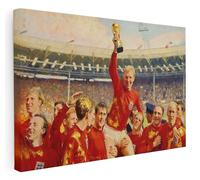 Pastello Golden England 1966 World Cup Winners Canvas Wall Art - Abstract Wall Art Print for Living Room, Bedroom, Office, Framed Artwork (41cm x 31cm / 16x12inch)