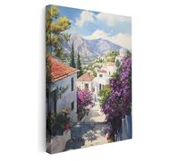 Pastello Mediterranean Collection Canvas Wall Art - Santorini Greece Wall Art Print for Living Room, Bedroom, Office, Framed Artwork (Cyprus, 102cm x 77cm / 40x30inch, Wrapped Canvas)