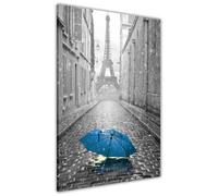 Pastello Paris Umbrella Blue Canvas Wall Art Picture Print for the Living Room, Bedroom, Home Decor