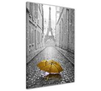 Pastello Paris Umbrella Yellow Canvas Wall Art Picture Print for the Living Room, Bedroom, Home Decor