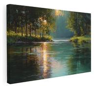 Pastello The Silver River Canvas Wall Art - Wall Art Print for Living Room, Bedroom, Office, Framed Artwork - Serene Landscape & Water Reflection Décor (41cm x 31cm / 16x12inch)