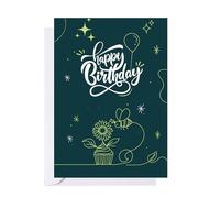 PASTIKO Happy Birthday Card for Men & Women - Eco-Conscious Birthday Cards Happy Bee for Men & Women, Male & Female Friend, Brother, Sister, Mum, Dad - 350gsm with Envelope, Made in the UK - A6 Size