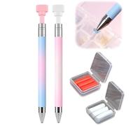 Pastimeamuse Automatic Refillable Wax Pen, New Upgrade Diamond Art Pen with Wax for Diamond Dots and Drill Gem Crafts, DIY Art Tool (Pink-White/Blue 2 pens + 2 muds)
