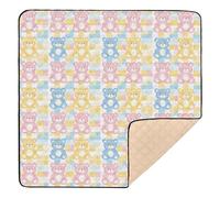 Pastle Color Cute Bears Soft Foam Baby Gym & Activity Mat for Floor Cozy Breathable Kicking Mat for Babies Infants Toddlers, 50'' x 50''