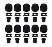 Pastlla 10 Sets of Shakeproof Anti-Rolling Handheld Microphone Silicone Ring Microphone Sponge Cover Silicone Protective Sleeve for KTV, Speech, Interview, Recording Studio, Black