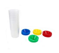 Pastlla 12Pcs Plastic color paint cup with Colored Lids No-Spill Anti-pouring plastic paint cup for Kids, School, Classroom, Artist Studio