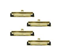 Pastlla 4Pcs Clipboard Clips 4.72" Metal Mountable Clipboard Clamp Hardware with Rubber Grip and Hanging Hole to Create Low Profile Clipboards, Document File Board, School Office Supplies (Gold)