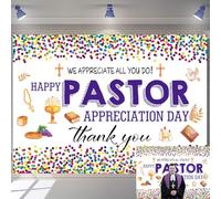 Pastor Appreciation Day Backdrop Thank You for All You Do We Appreciate You Photography Background Thanks to Pastor Party Decorations Supplies (8x6FT（240x180cm）)