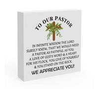 Pastor Appreciation Gift - Thank You Christian Prayer Gift for Women Men - Religious Home Decor Office Desk Wood Sign Saying