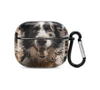 Pastor Border Collie Bluetooth Earbuds Case Cover Full Body Shockproof Protection Hard Case Support Wireless Charging with Keychain Personalized Gift for AirPods 3