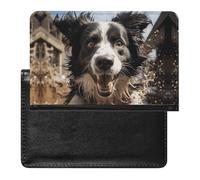 Pastor Border Collie Passport Cover Family Printed Leather Passport Holder Minimalist Front Pocket Slim Travel Wallet Cover Case Lightweight Credit Card Holder for Women Men