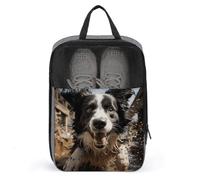 Pastor Border Collie Shoe Bag Waterproof & Breathable Shoe Pouch for Travel, Portable Carry Case for Sports Sneakers, Gym, Vacation