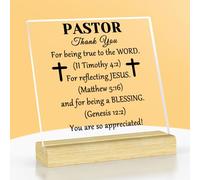 Pastor Gifts for Women Men Pastor Appreciation Gifts Acrylic Desk Decorative Sign Thank You Presents for Woman Religious Christian Presents Baptism Scripture Decor for Preacher Minister Priest