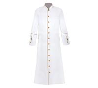 Pastor Robes for Men Church White Cassock Clergy Robes for Women Long Vestments Coat, White-gold, S