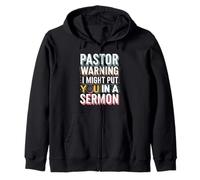 Pastor Warning Funny Sermon Humor Design Zip Hoodie