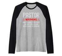 Pastor Warning Sermon Funny Christian Minister Preacher Raglan Baseball Tee