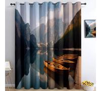 Pastoral Braies Lake Natural Landscape Blackout Curtains - Soft Soundproof Eyelet Thermal Insulated Darkening Curtains, Multicolor Window Drapes for Bedroom Living Room 2 Panels W168cm x D183cm